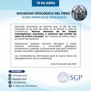 AVISO | Jornada de Miércoles Geológico