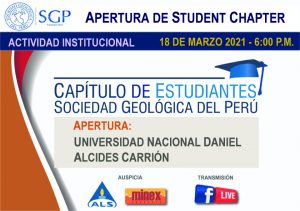 18 MARZO 2021 – 6:00 pm | APERTURA DE STUDENT CHAPTER UNDAC