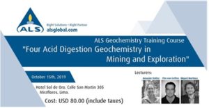 15 octubre | ALS Geochemistry Training Course – Lima, Perú